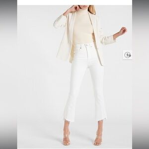 EXPRESS HIGH WAISTED WHITE CROPPED FLARE JEANS, SIZE 12R, WHITE